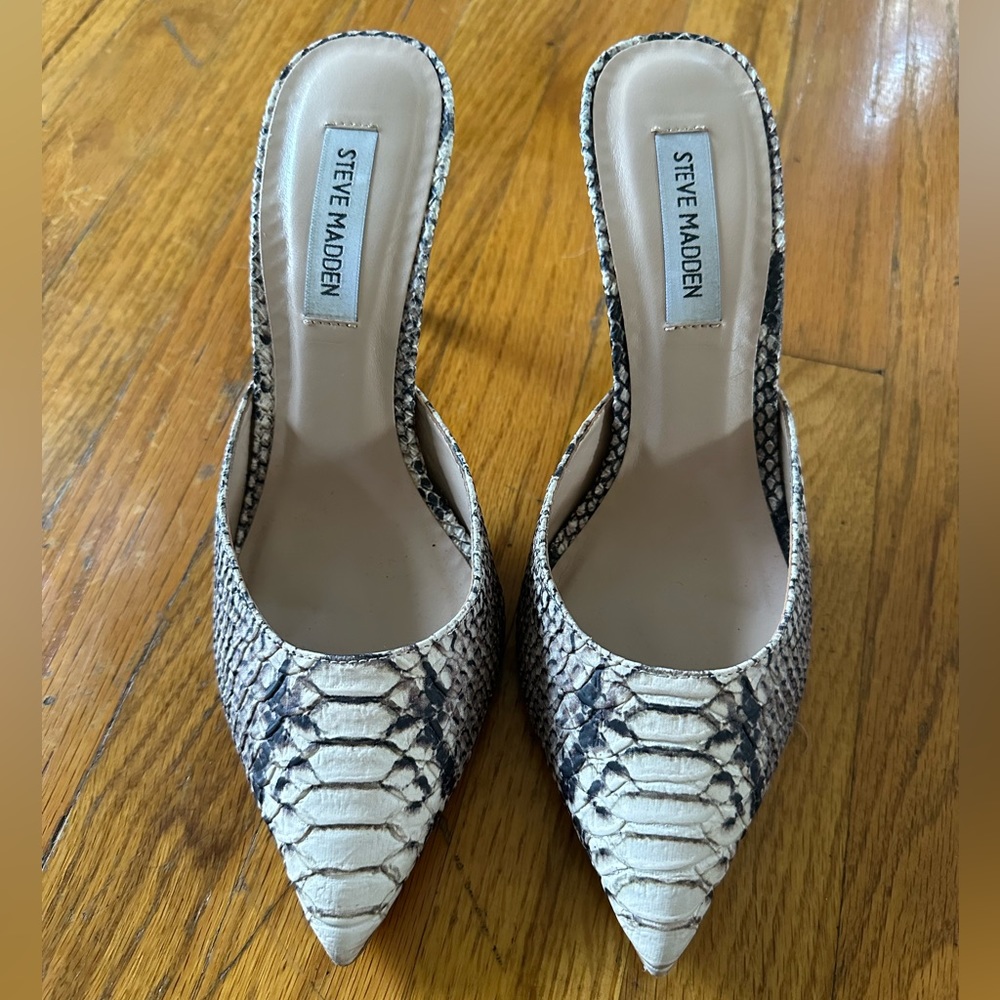 Steve Madden Snake Heeled Mules
